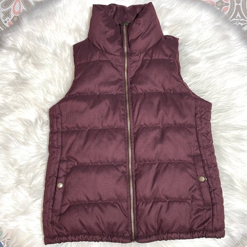 Old Navy Burgundy Puffer Vest Side Snap Pockets-S-#0090